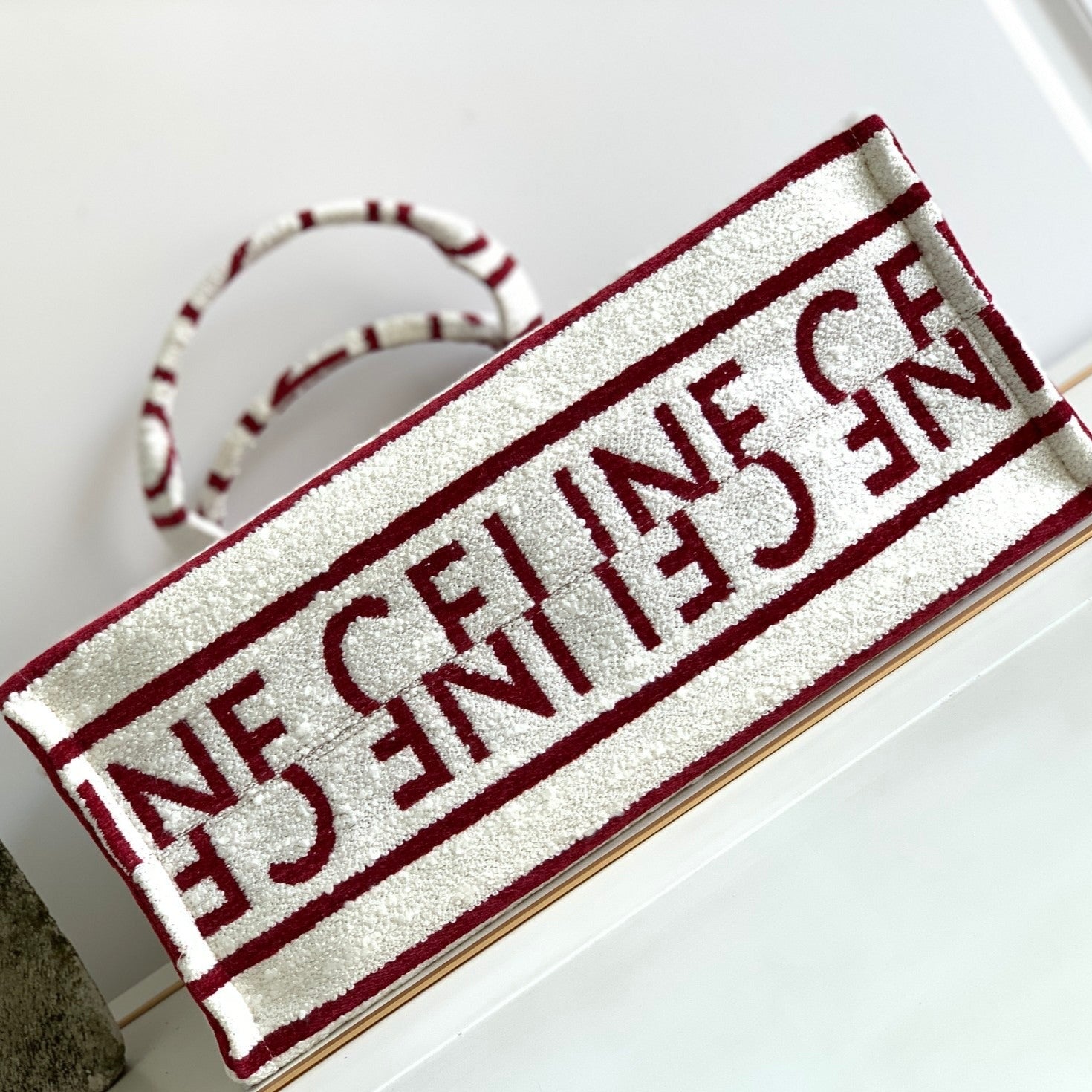 CELINE LETTER TOTE BAG 41 FABRIC WHITE RED