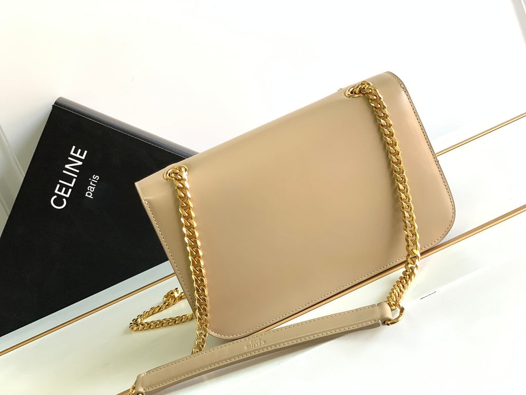 CELINE TRIOMPHE FRAME 23 BEIGE CREAM CALFSKIN
