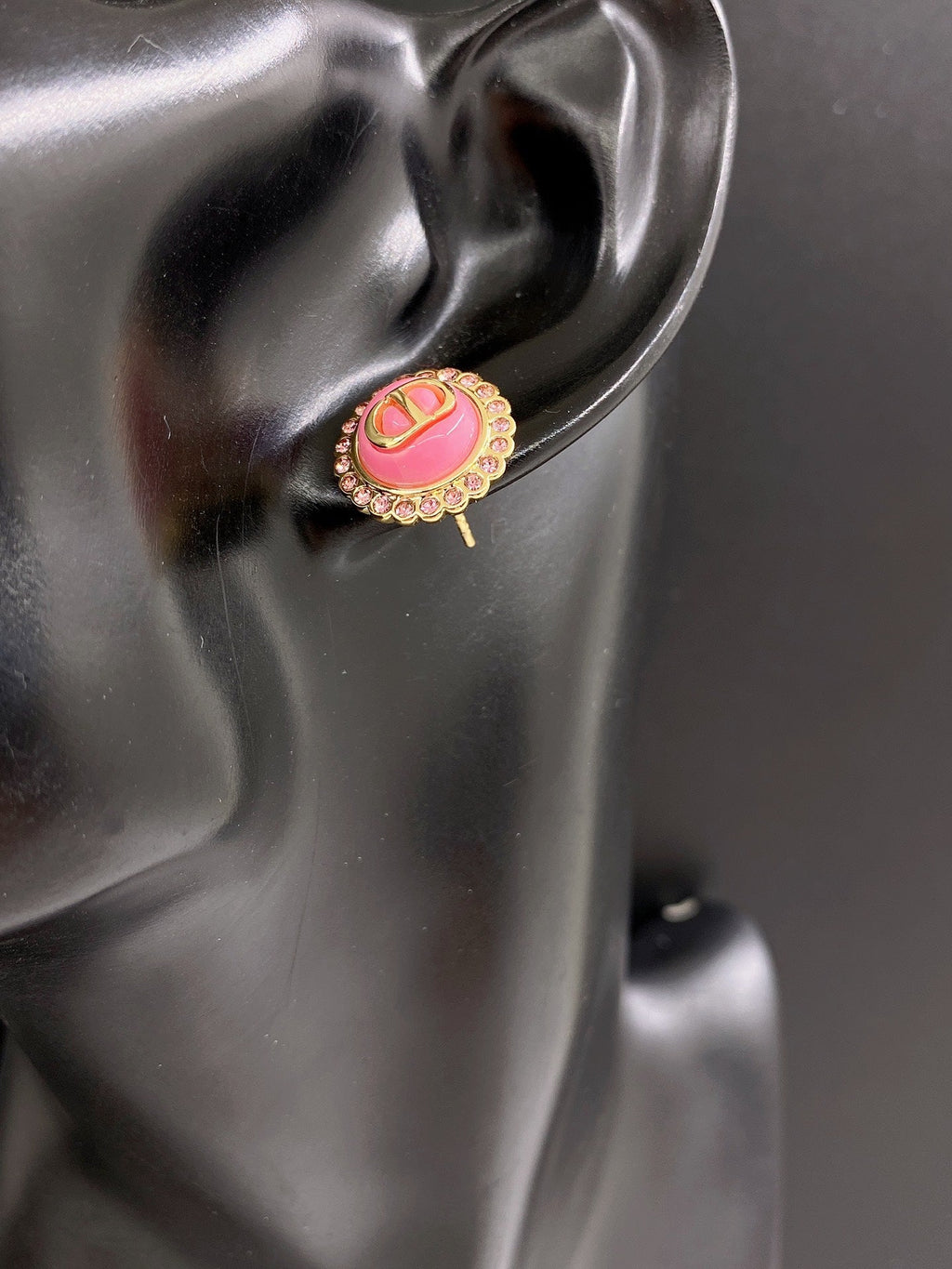 18K  Chanel Pink Crystal Earrings
