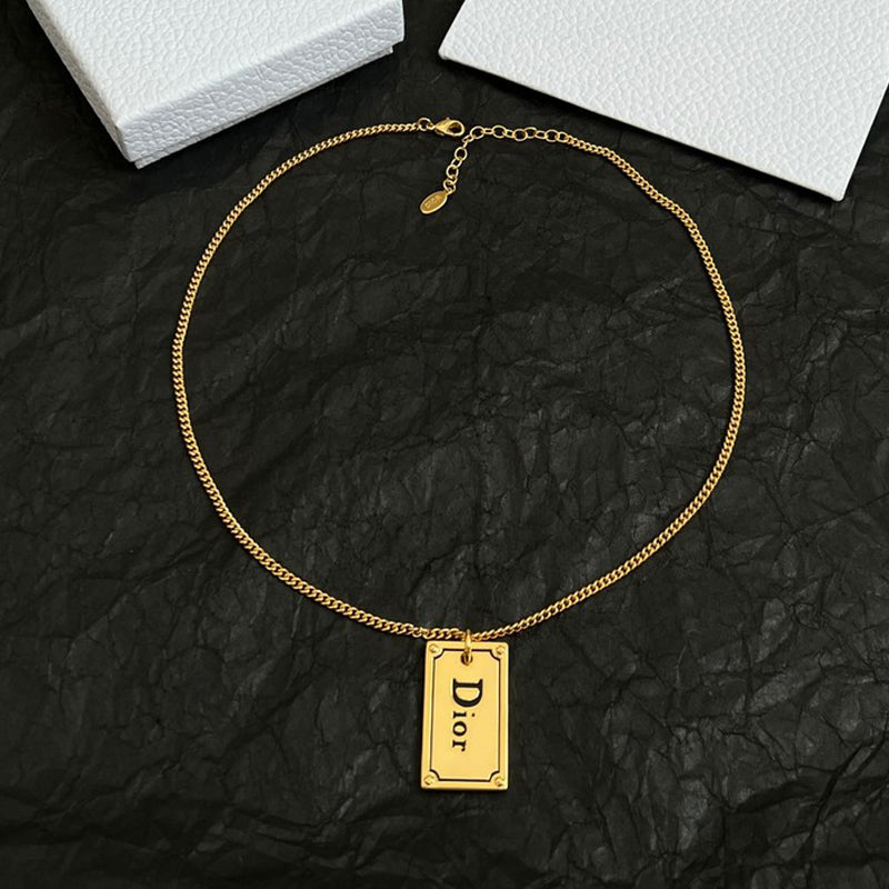 18K Dior Oblique Plate Pendant Necklace