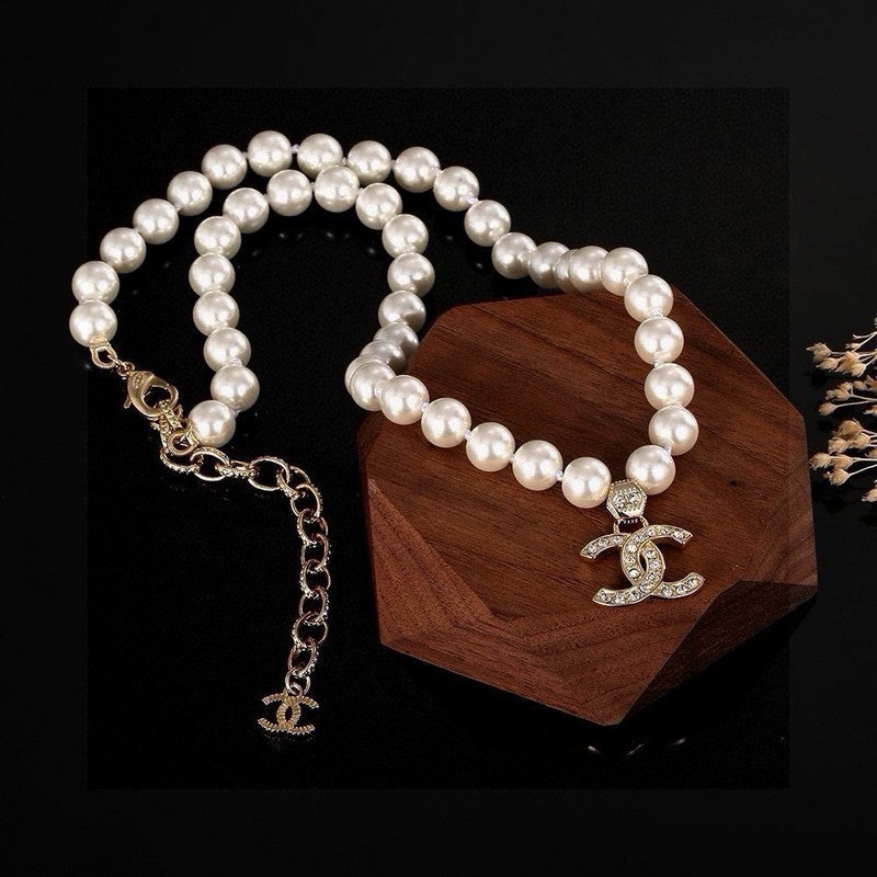18K  Chanel Pearl Chain Diamond Necklace
