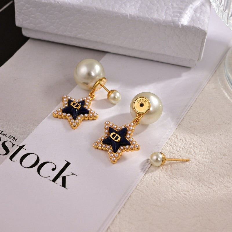 18K Dior Tribales Star Pearl Earrings