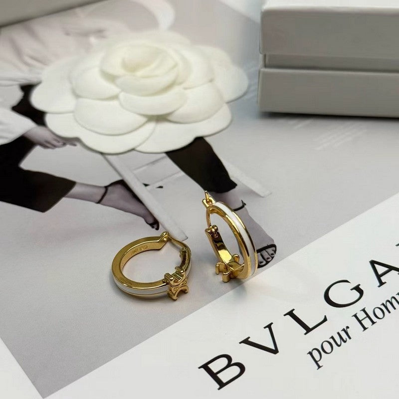 18K Celine Pearl Circle Gold Earrings
