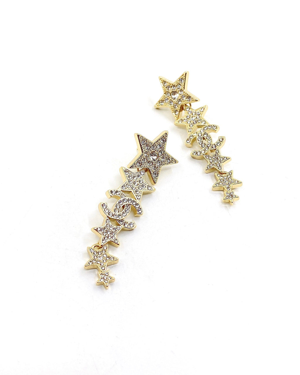 18K  Chanel Star Diamonds Long Earrings