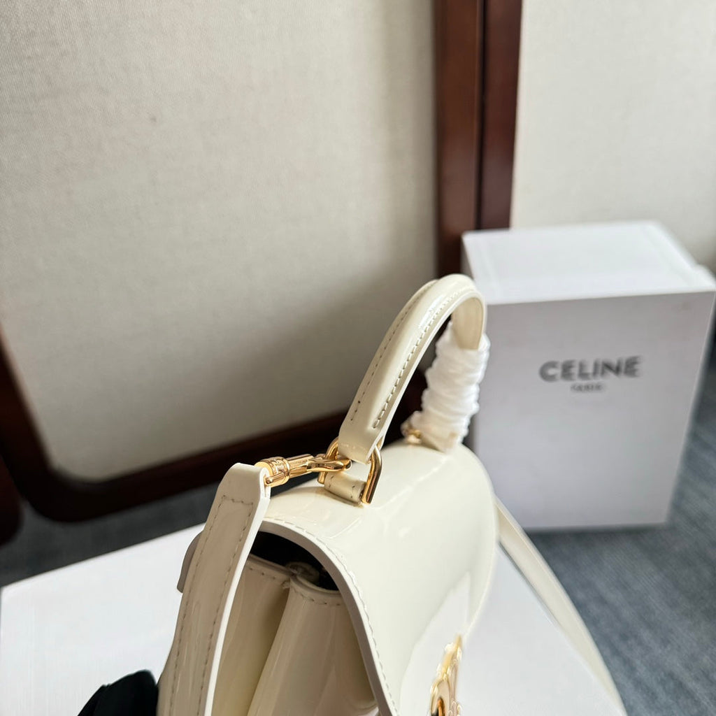CELINE TEEN NINO BAG 20 IN WHITE GLOSSY CALFSKIN GOLD HARDWARE
